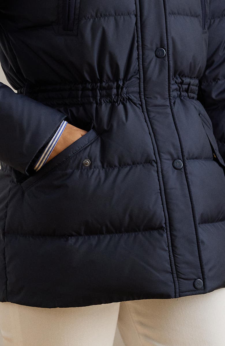 Lauren Ralph Lauren Faux Fur Trim Down & Feather Fill Puffer Coat, Alternate, color, Dark Navy