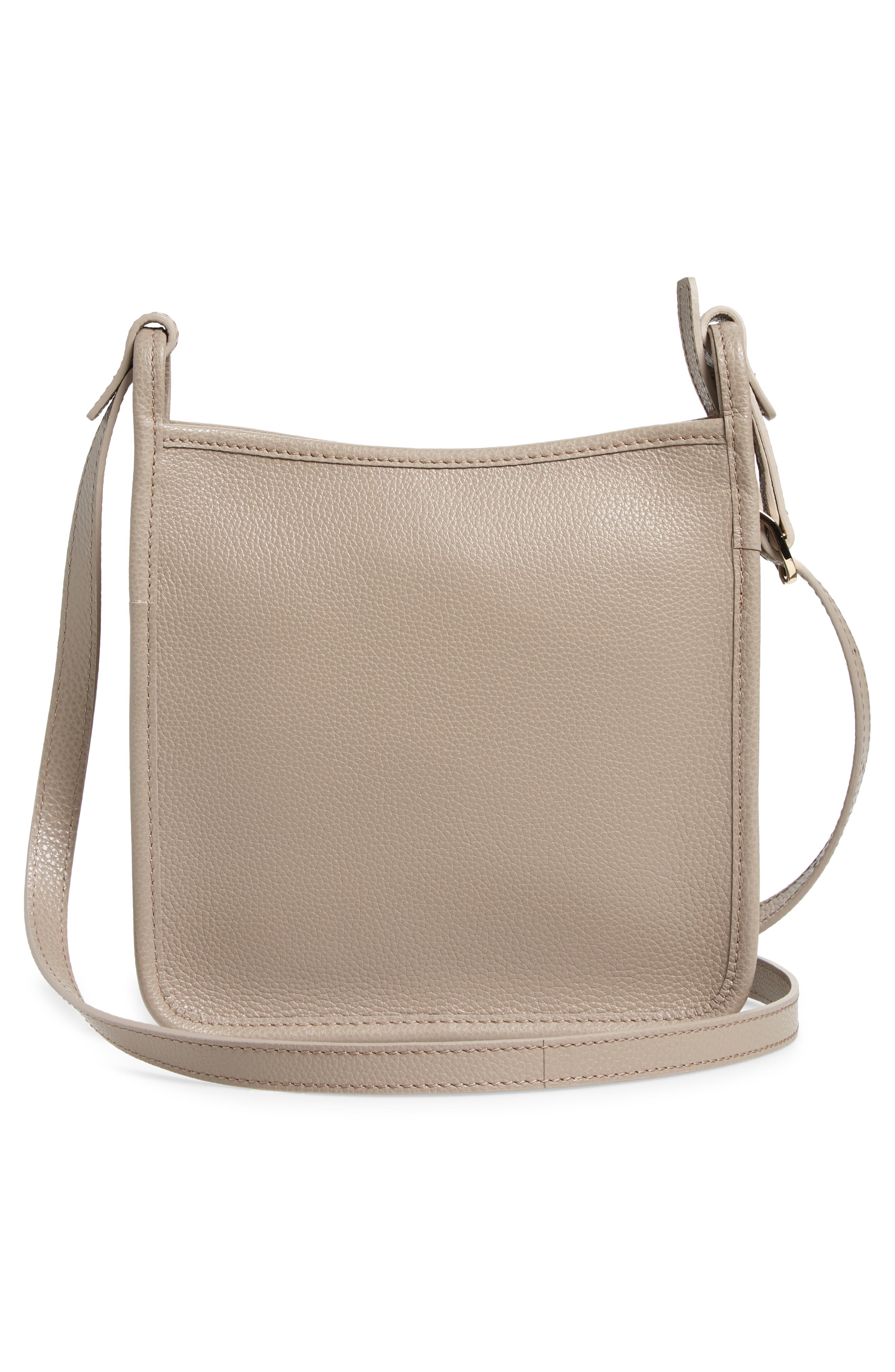 Longchamp Small Le Foulonné Leather Crossbody Bag, Alternate, color, Turtle Dove