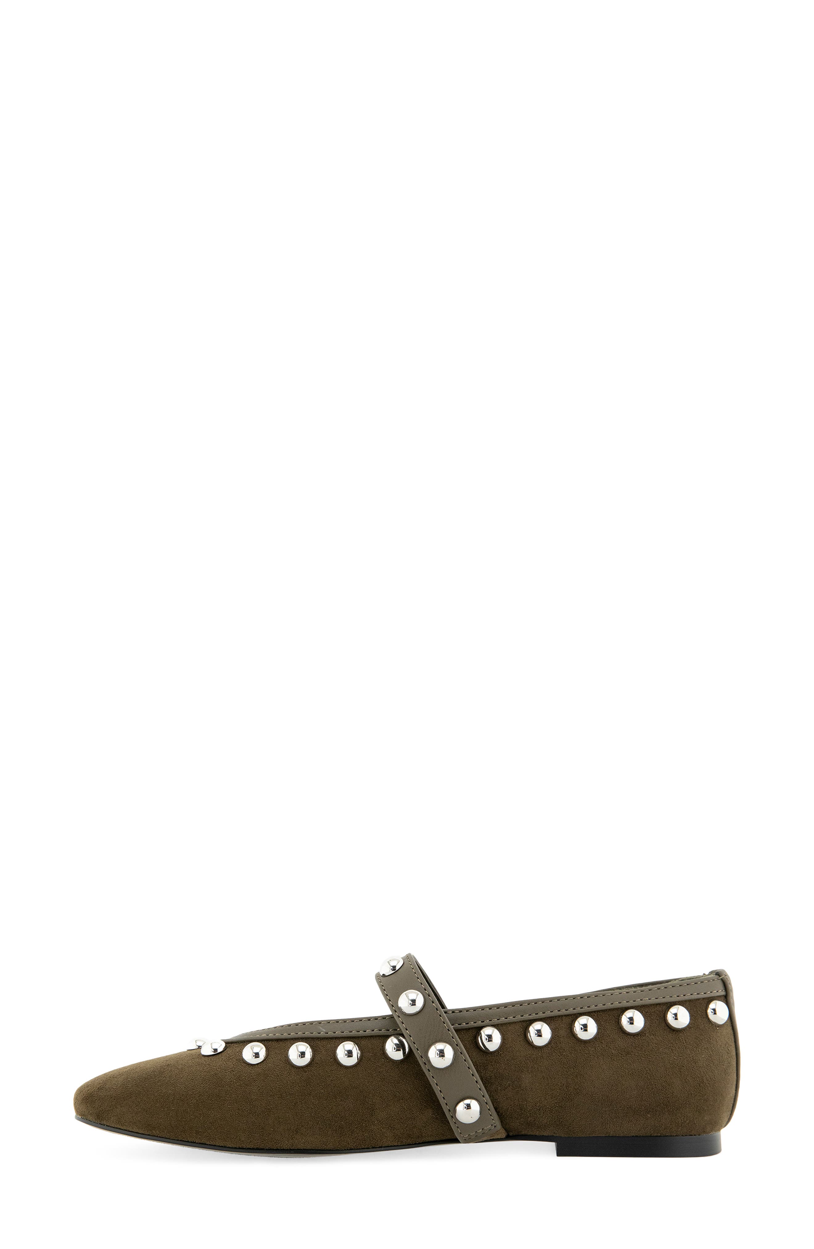 Bailey Studded Mary Jane Flat, Alternate, color, OLIVE