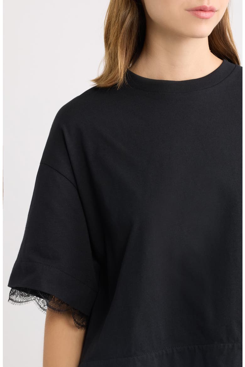 Nia Lace Trim T-Shirt, Alternate, color, BLACK