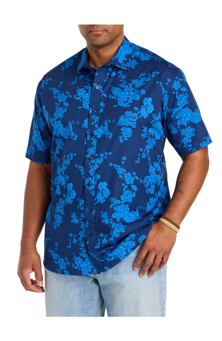 Synrgy by DXL Big & Tall Tonal Floral Sport Shirt V3, Main, color, Blue