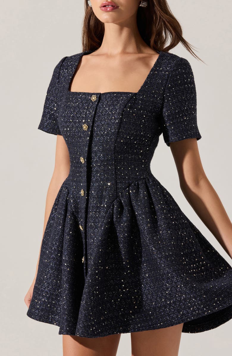 ASTR the Label Janel Metallic Tweed Minidress, Alternate, color,