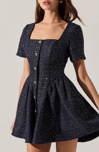 Janel Metallic Tweed Minidress