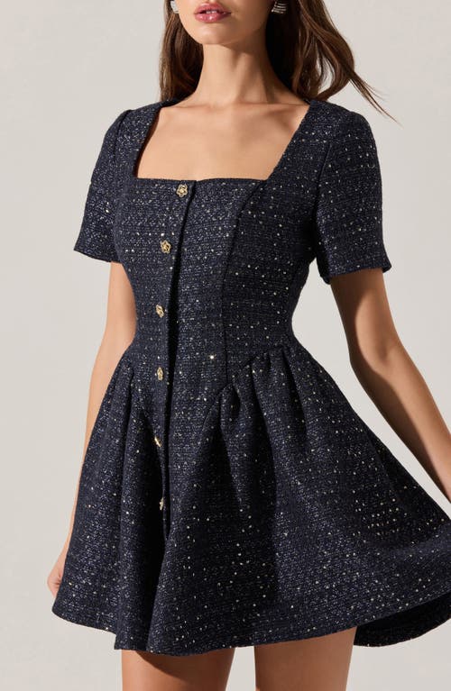 Astr The Label Janel Metallic Tweed Minidress In Blue