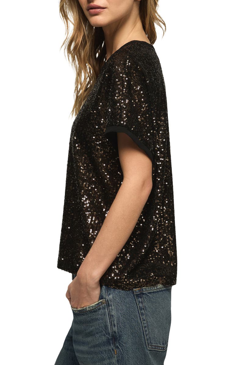 Lucky Brand Sequin T-Shirt, Alternate, color, Brown