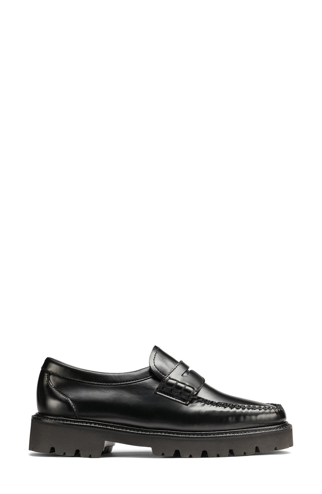G.H.BASS Grace Super Lug Sole Penny Loafer, Alternate, color, Black