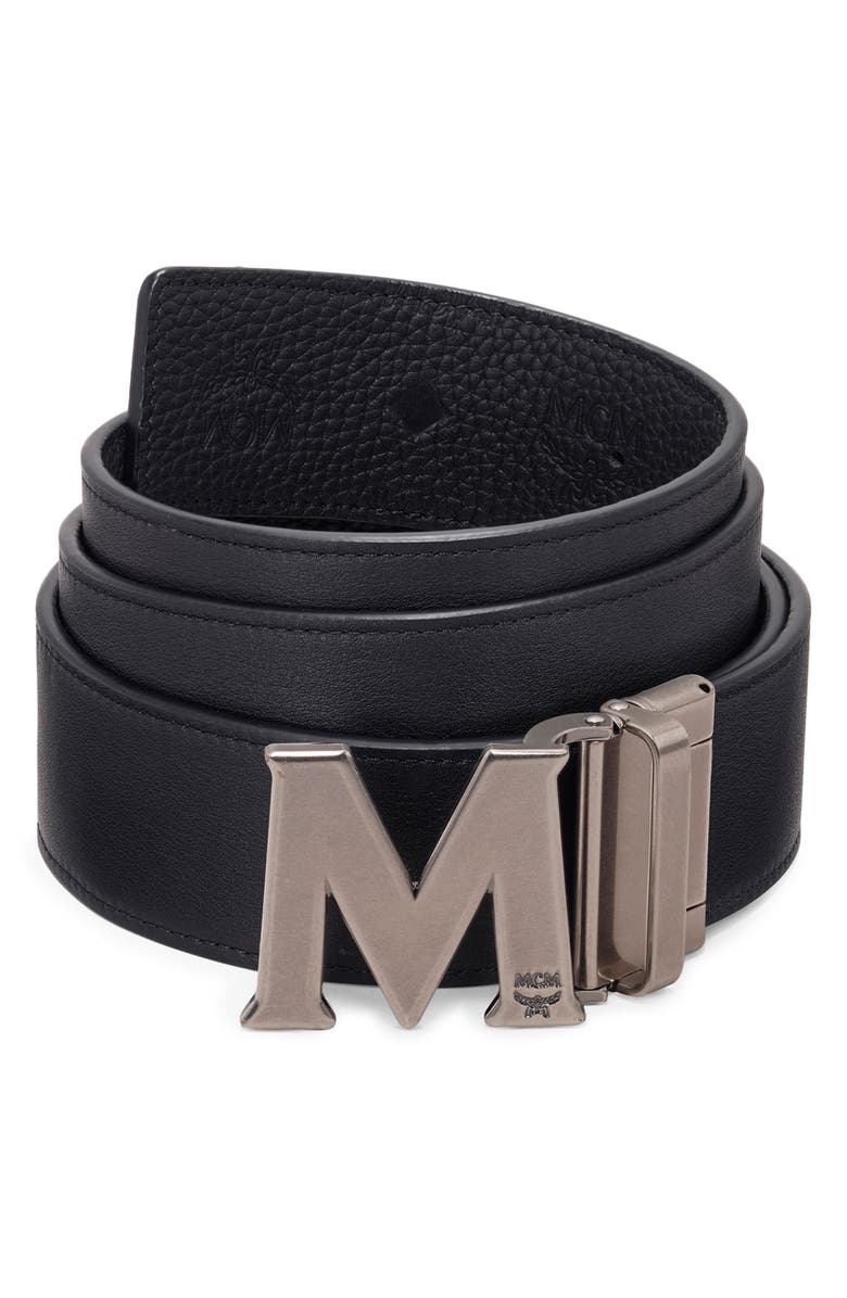 MCM Claus Reversible Leather Belt, Alternate, color,