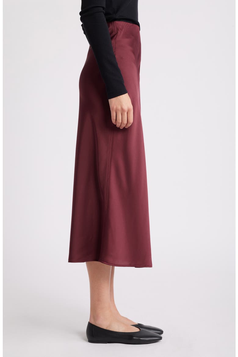Bias Cut Satin Midi Skirt, Alternate, color, BURGUNDY TANNIN
