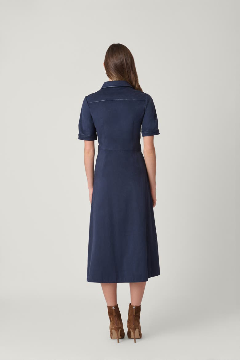Suede and Leather Jenson Dress, Alternate, color, Navy