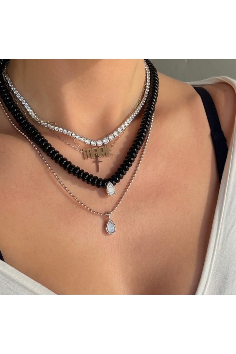 The Sloane Black Agate And Moissanite Necklace, Alternate, color, Black