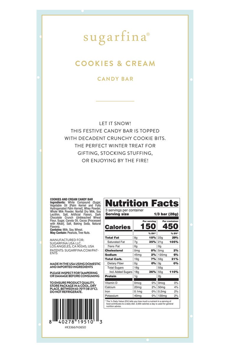 sugarfina Cookies & Cream Candy Bars, Alternate, color,