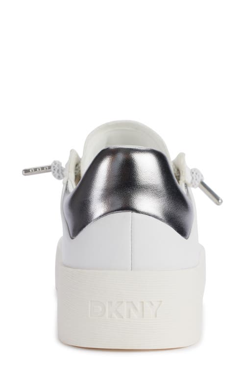 Dkny Ginali Metallic Cap Toe Sneaker In White