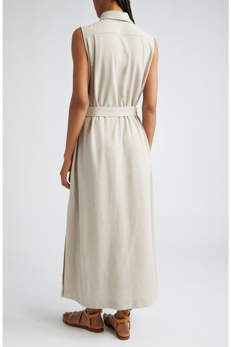 Lampo Belted Sleeveless Cotton Jersey Maxi Shirtdress, Alternate, color, BEIGE