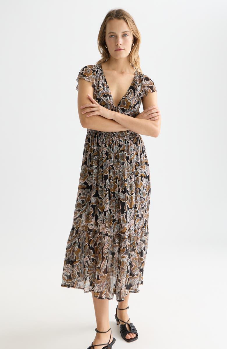 Scotch & Soda Print Chiffon Midi Dress, Alternate, color, Lucky Bandana Multi Meteorite