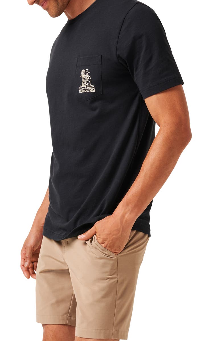 TravisMathew Cave Embroidered Pocket T-Shirt, Alternate, color, Black