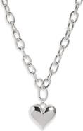 Open Edit Puffy Heart Chain Necklace