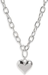 Open Edit Puffy Heart Chain Necklace