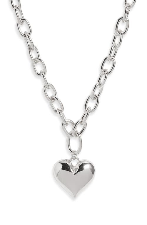 Open Edit Puffy Heart Chain Necklace in Silver at Nordstrom