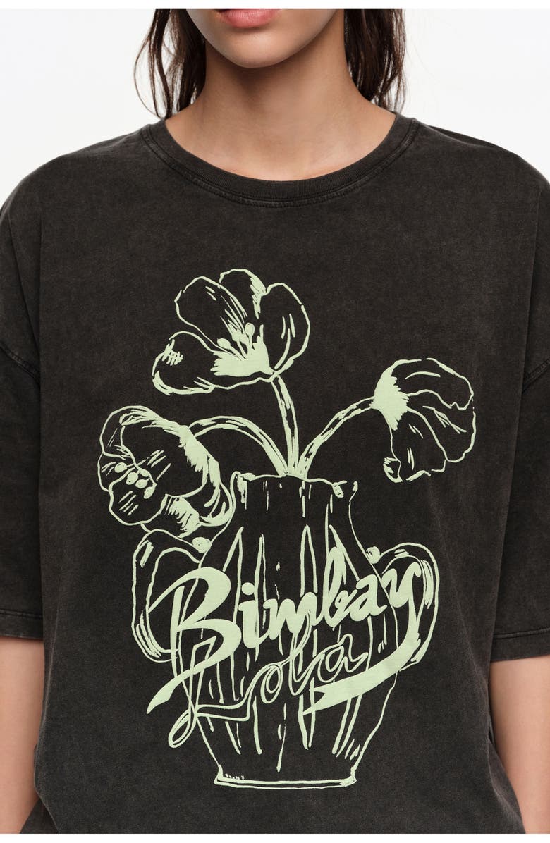 Bimba y Lola Embossed Floral Logo T-Shirt, Alternate, color, 
