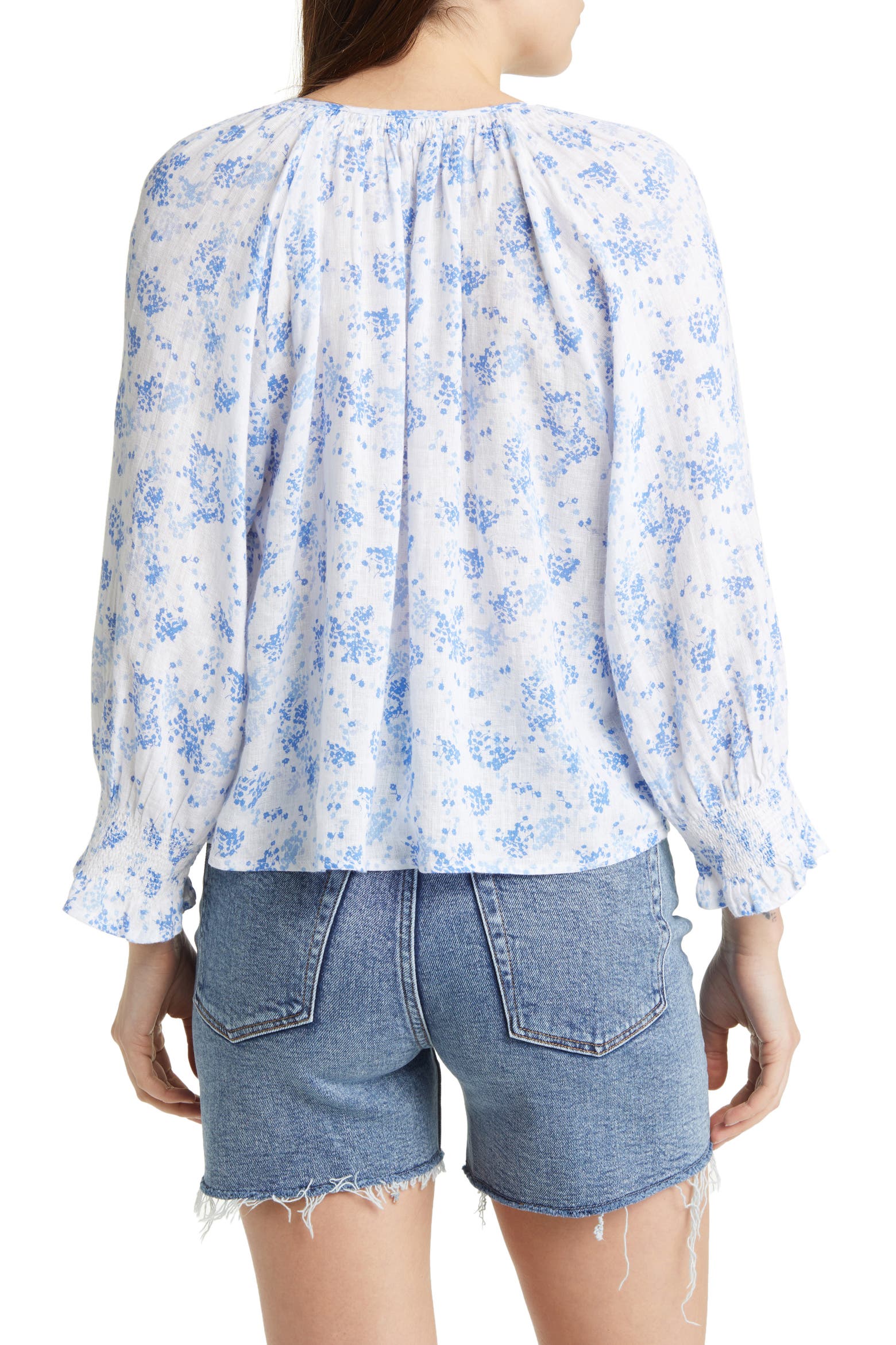 Pulp Diffuser Rails Mariah Floral Print Smocked Linen Blend Blouse (Women ...