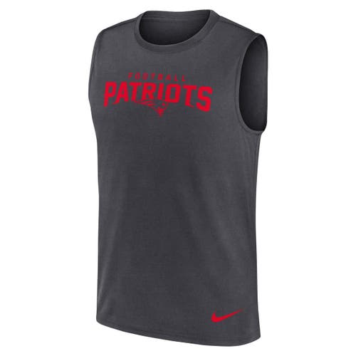 Nike Charcoal New England Patriots Primetime Legend Performance Muscle Tank Top In Black