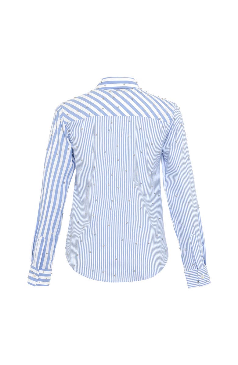 THEO The Label Echo Mix Stripe Pearly Shirt, Alternate, color, Black/Crystal