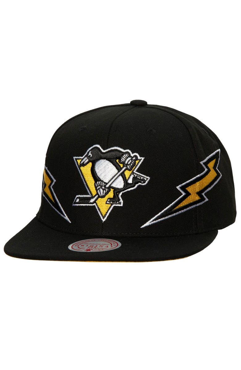 Mitchell & Ness Men's Mitchell & Ness Black Pittsburgh Penguins Double Trouble Lightning Snapback Hat, Main, color, Black