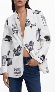 Desigual Collage Print Peak Lapel Blazer