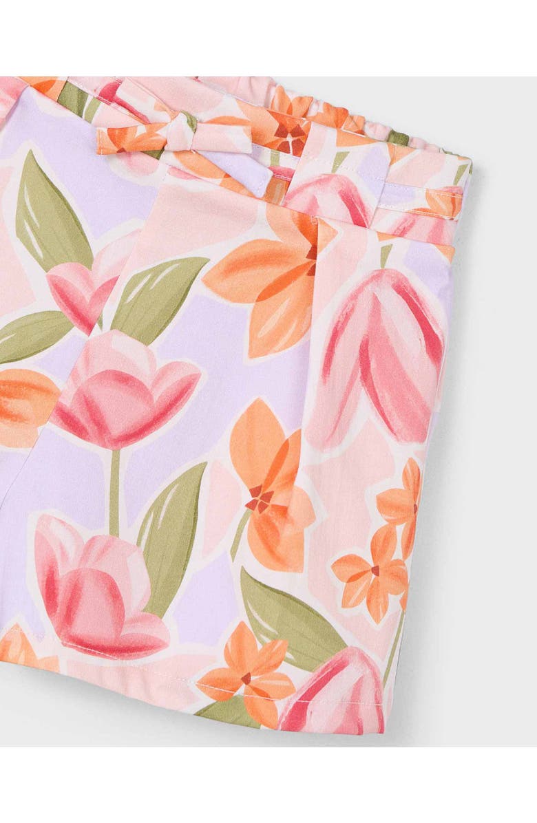 Mayoral Floral Shorts With Belt, Alternate, color, Lavender