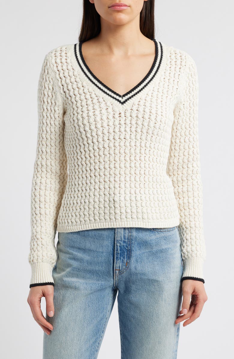 rag & bone Daria Textured Cotton Blend Sweater, Main, color, Marsh