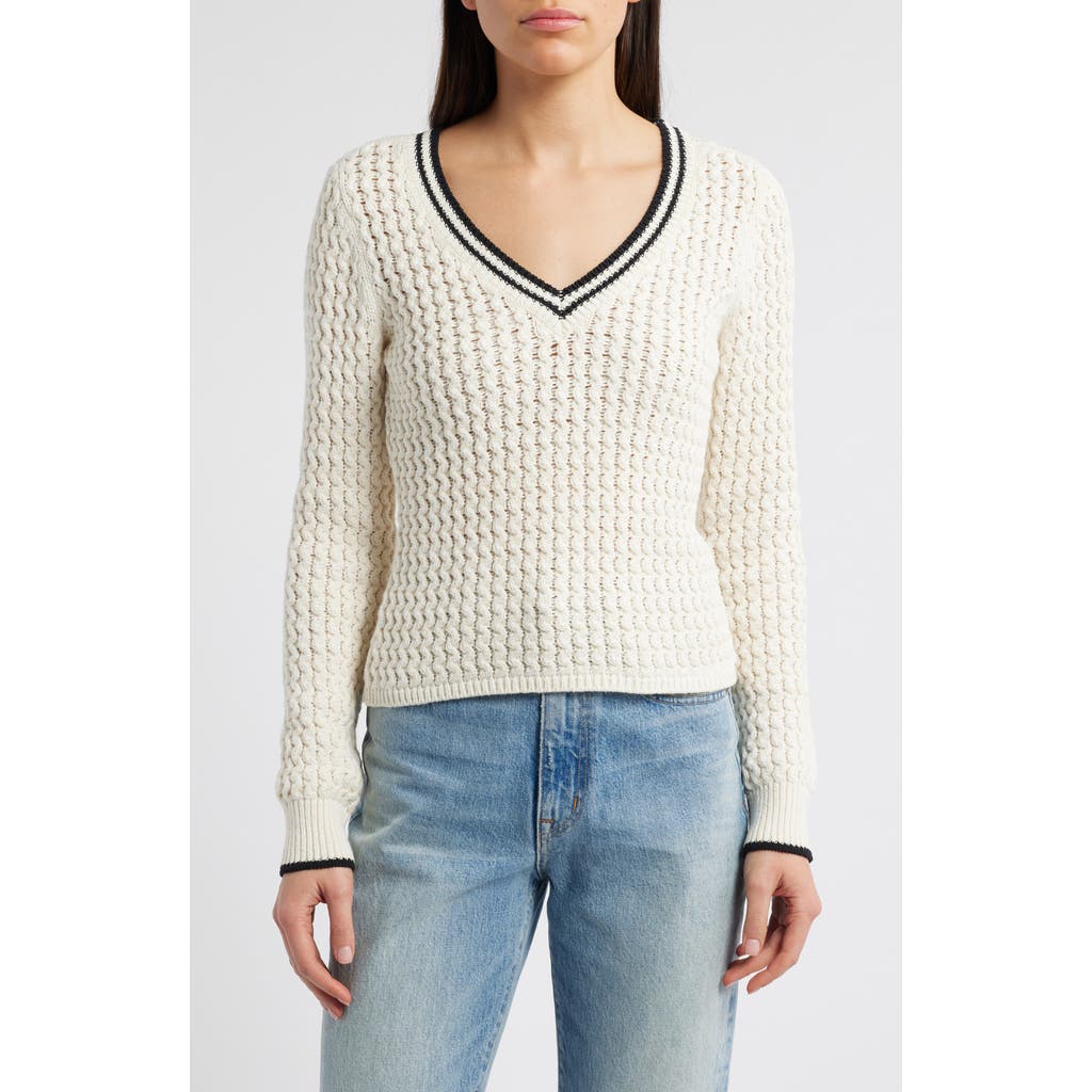 Rag & Bone Daria Textured Cotton Blend Sweater In White