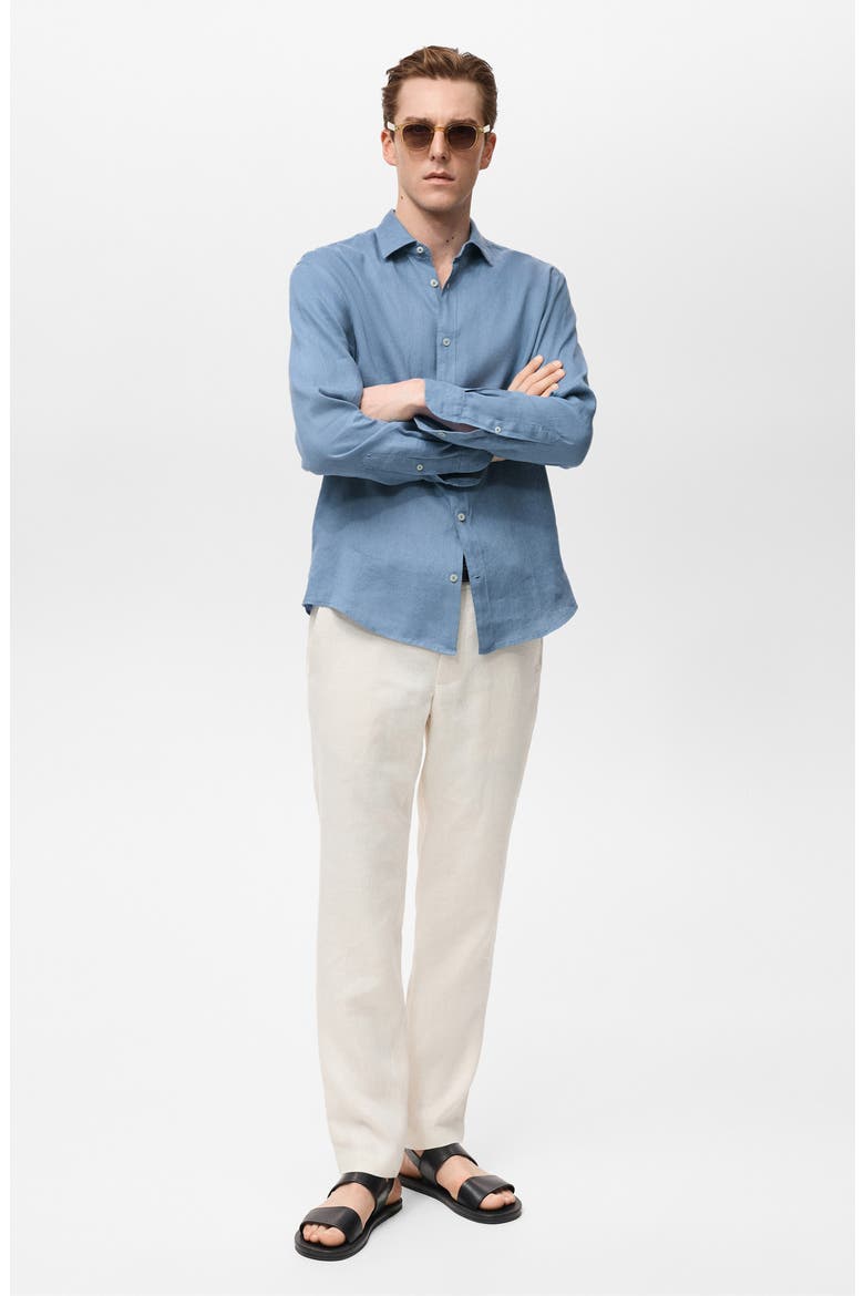 Regular Fit Linen Button-Up Shirt, Alternate, color, CHINA BLUE