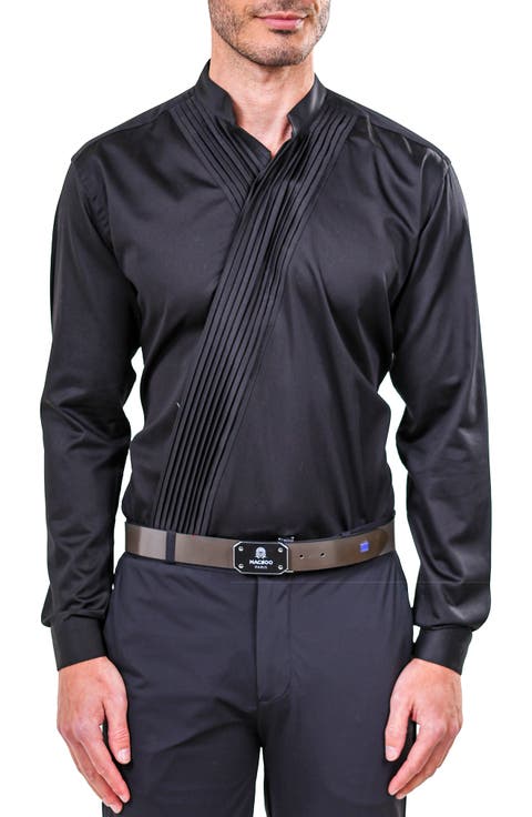 Kymono Asymmetric Pleat Button-Up Shirt