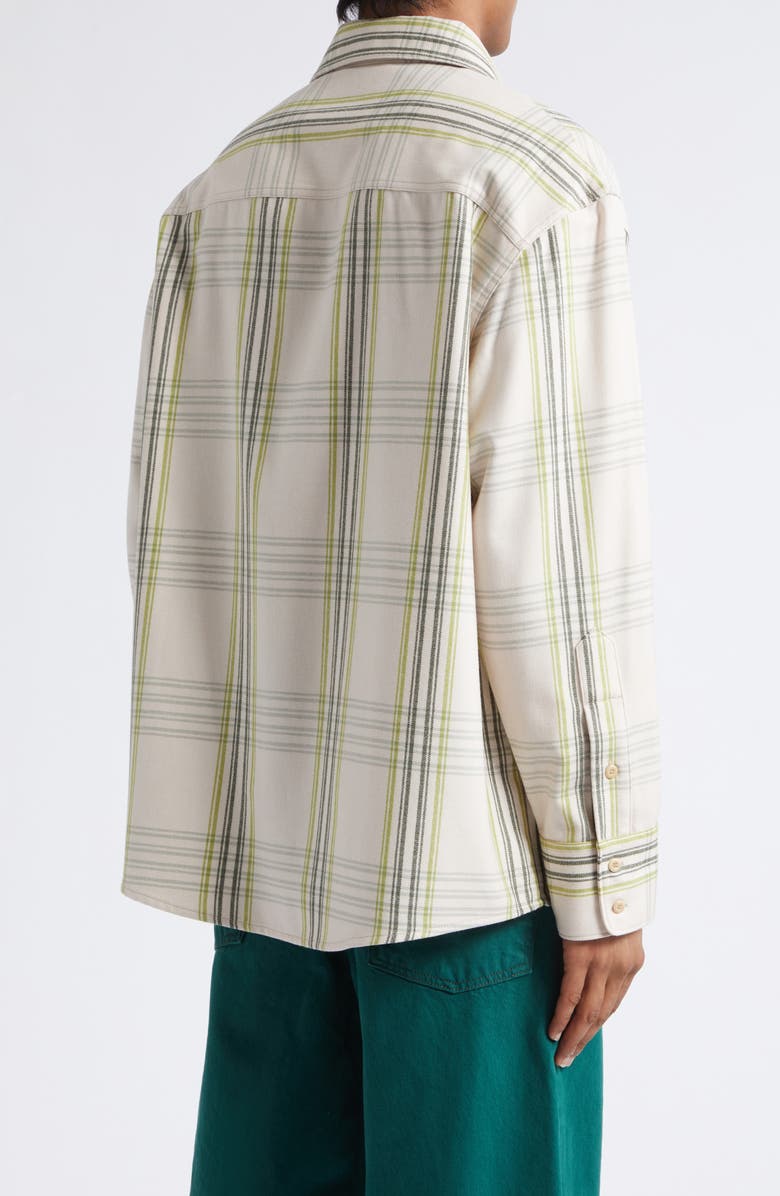 The Elder Statesman Cashlite Plaid Wool & Cashmere Overshirt, Alternate, color, Snap Pea Plaid