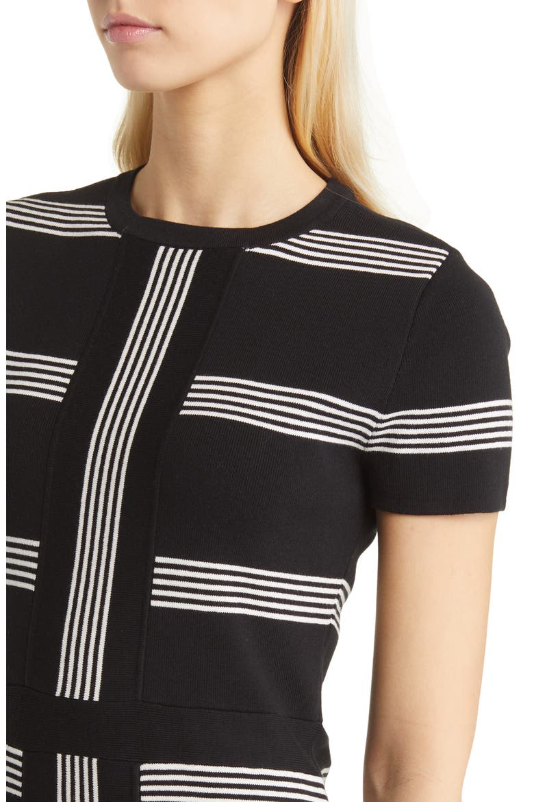 Stripe Cotton Blend Rib Dress, Alternate, color, ANNE BLACK/ANNE WHITE