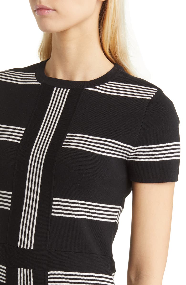 Anne Klein Stripe Cotton Blend Rib Dress, Alternate, color, 