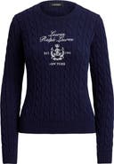 Lauren Ralph Lauren Cable Knit Embroidered Sweater