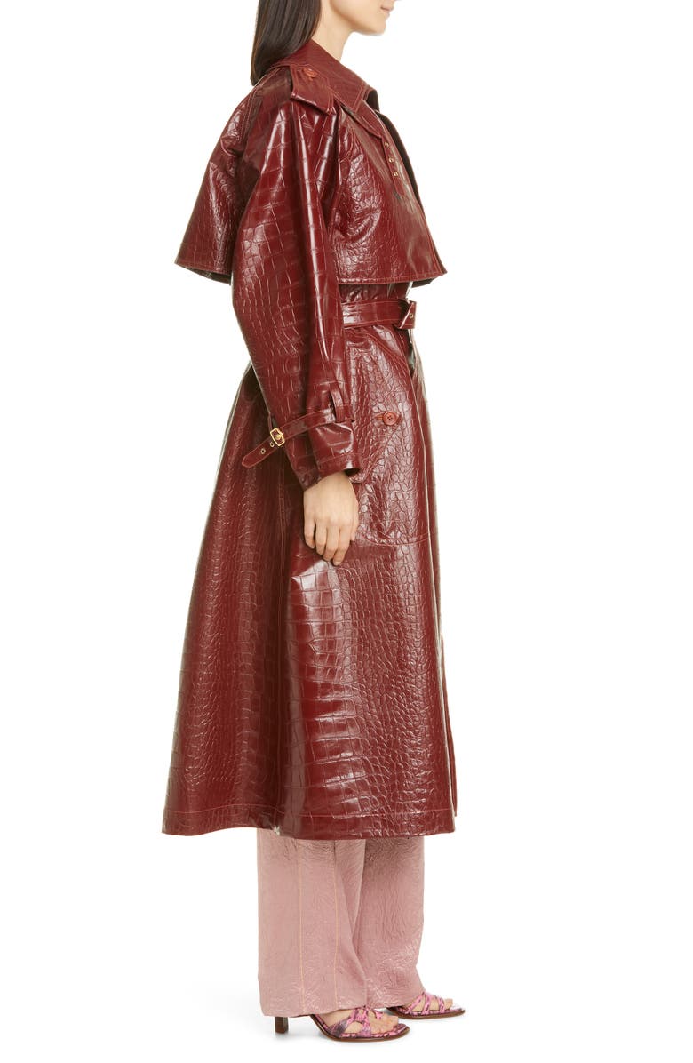 Sies Marjan Eva Alligator Embossed Faux Leather Trench Coat, Alternate, color, 
