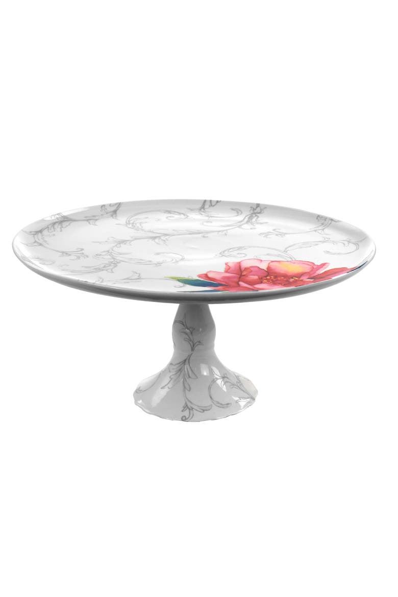 Fine Ceramic Cake Plate, Alternate, color, White
