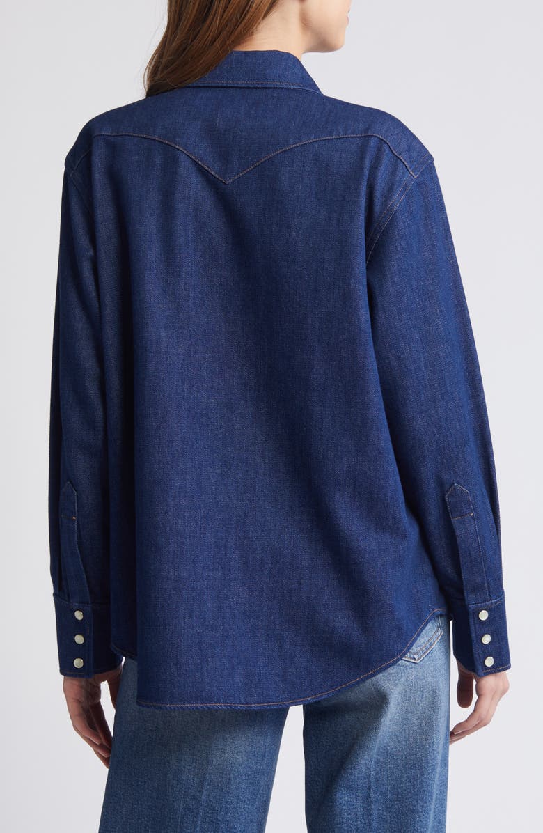 COS Oversize Western Organic Cotton Blend Denim Snap-Up Shirt, Alternate, color, 