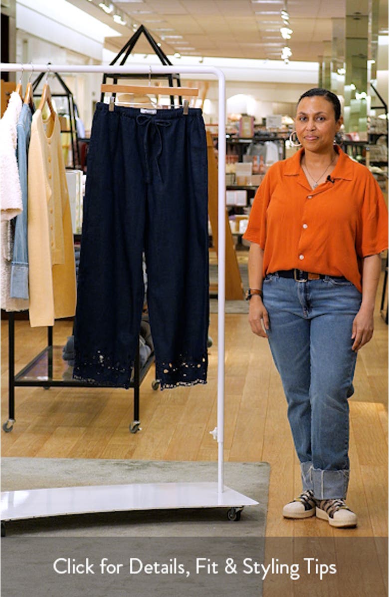Eyelet Denim Pull-On Pants, sales video thumbnail
