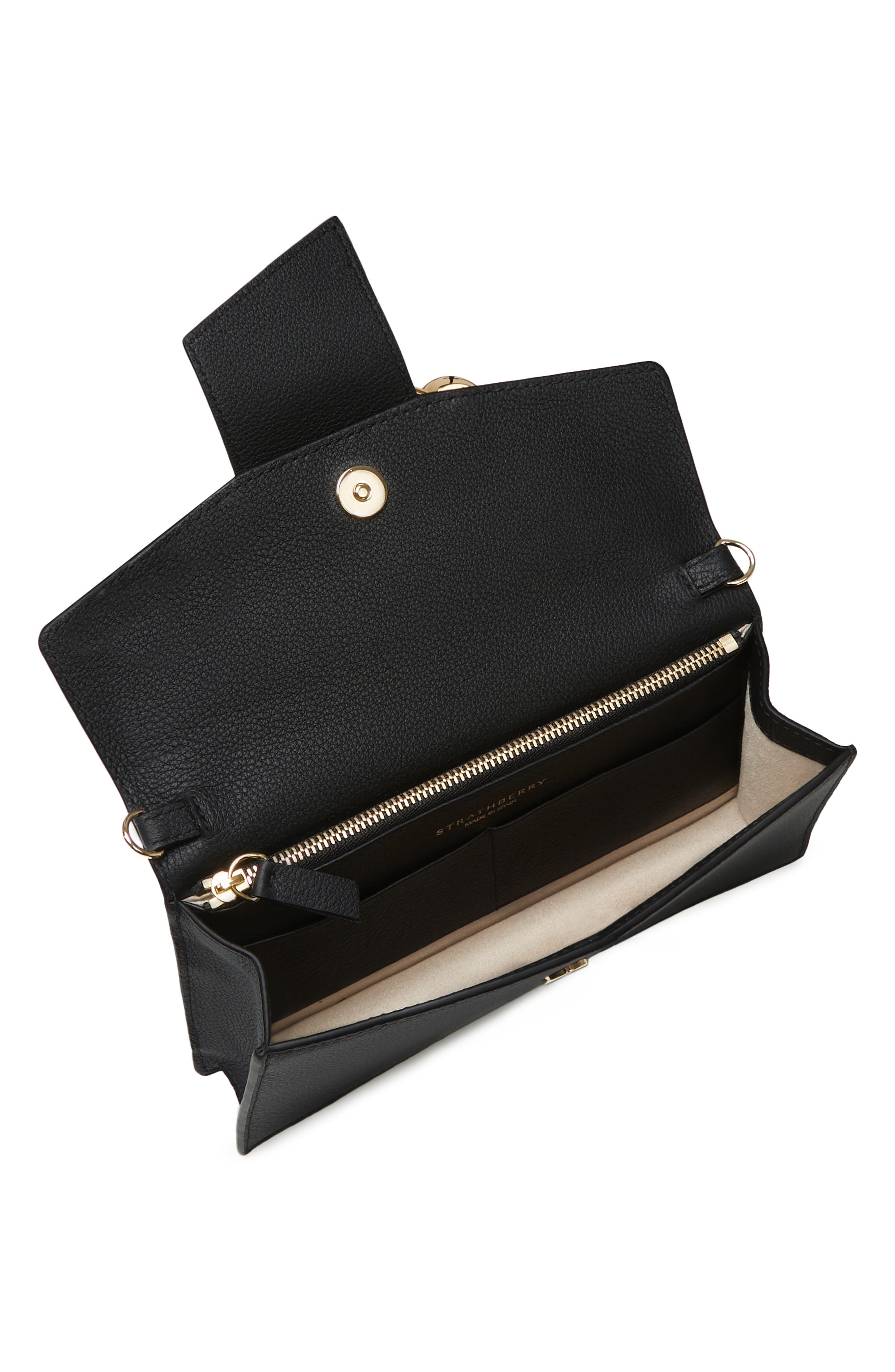 Strathberry Crescent on a Chain Croc Embossed Leather Shoulder Bag, Alternate, color, 