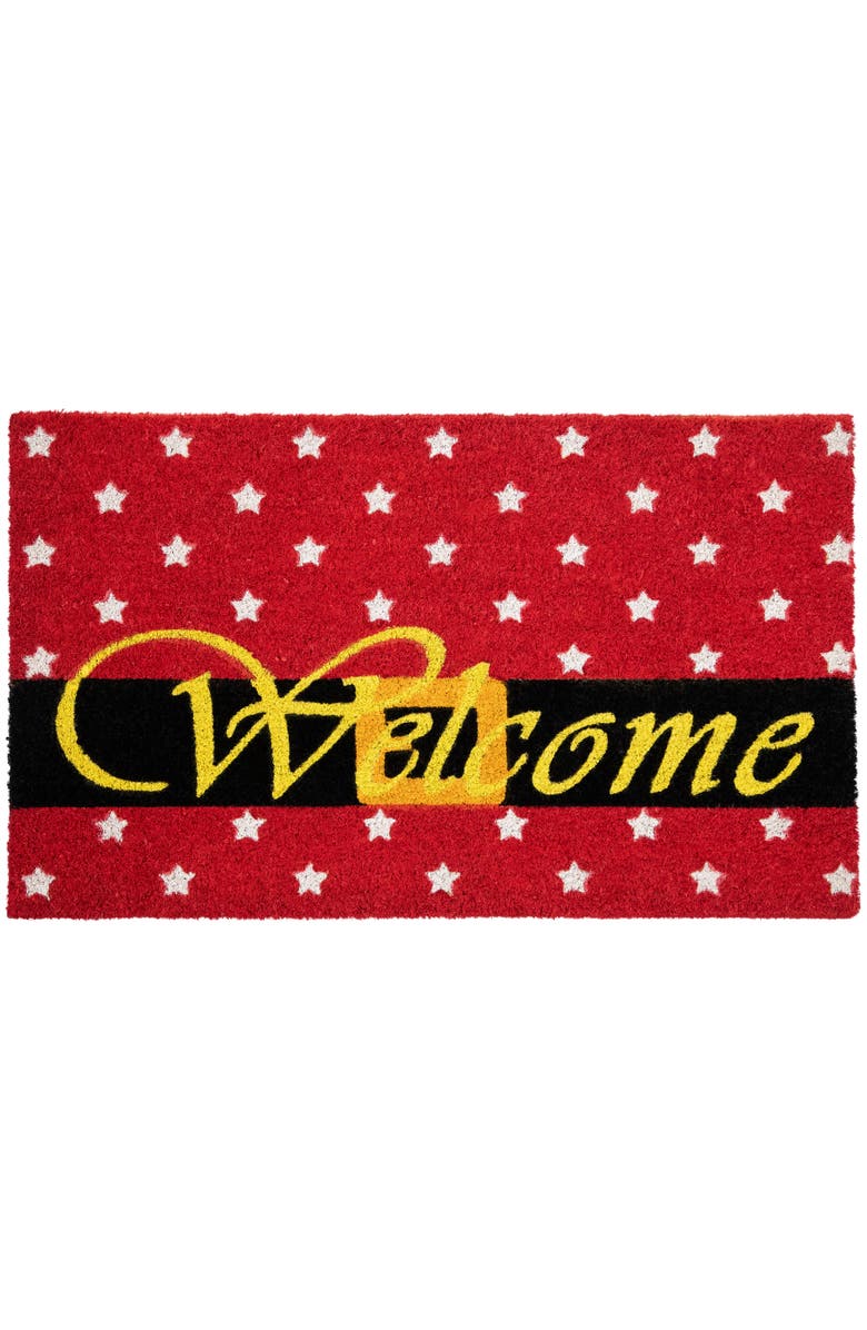 Northlight Red and White Santa Suit with Buckle "Welcome" Coir Christmas Outdoor Doormat 18" x 30", Main, color, Red