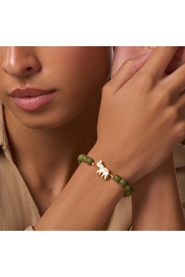 Grounded in Luck Jade Elephant Bracelet, Alternate, color, Green/White