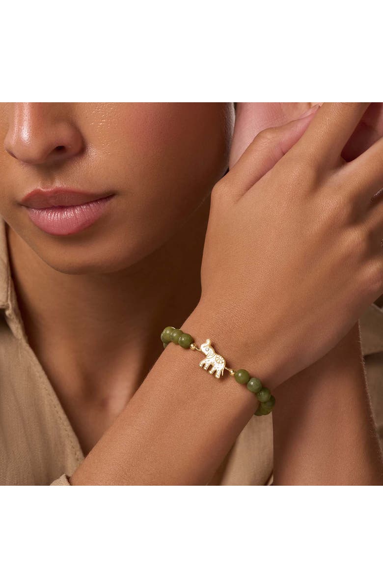 Karma and Luck Grounded in Luck Jade Elephant Bracelet, Alternate, color, Green/White