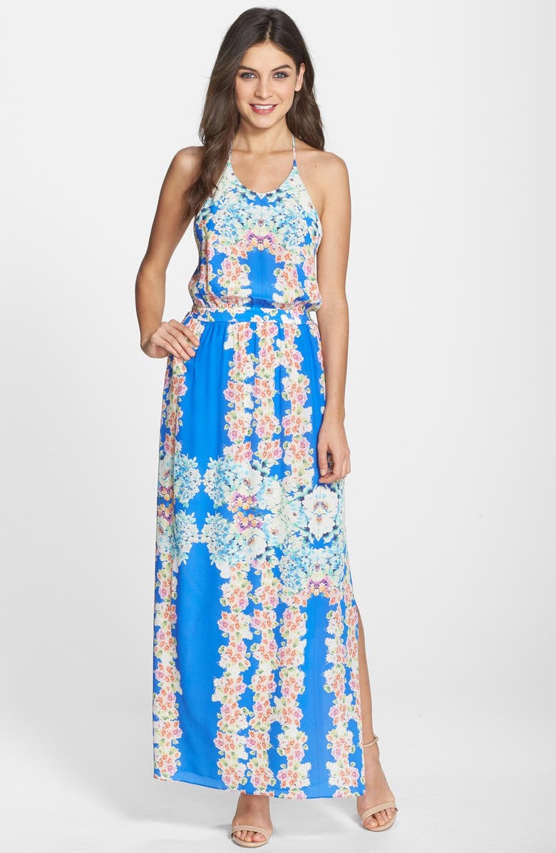 Charlie Jade Floral Print Racerback Silk Maxi Dress, Main, color,