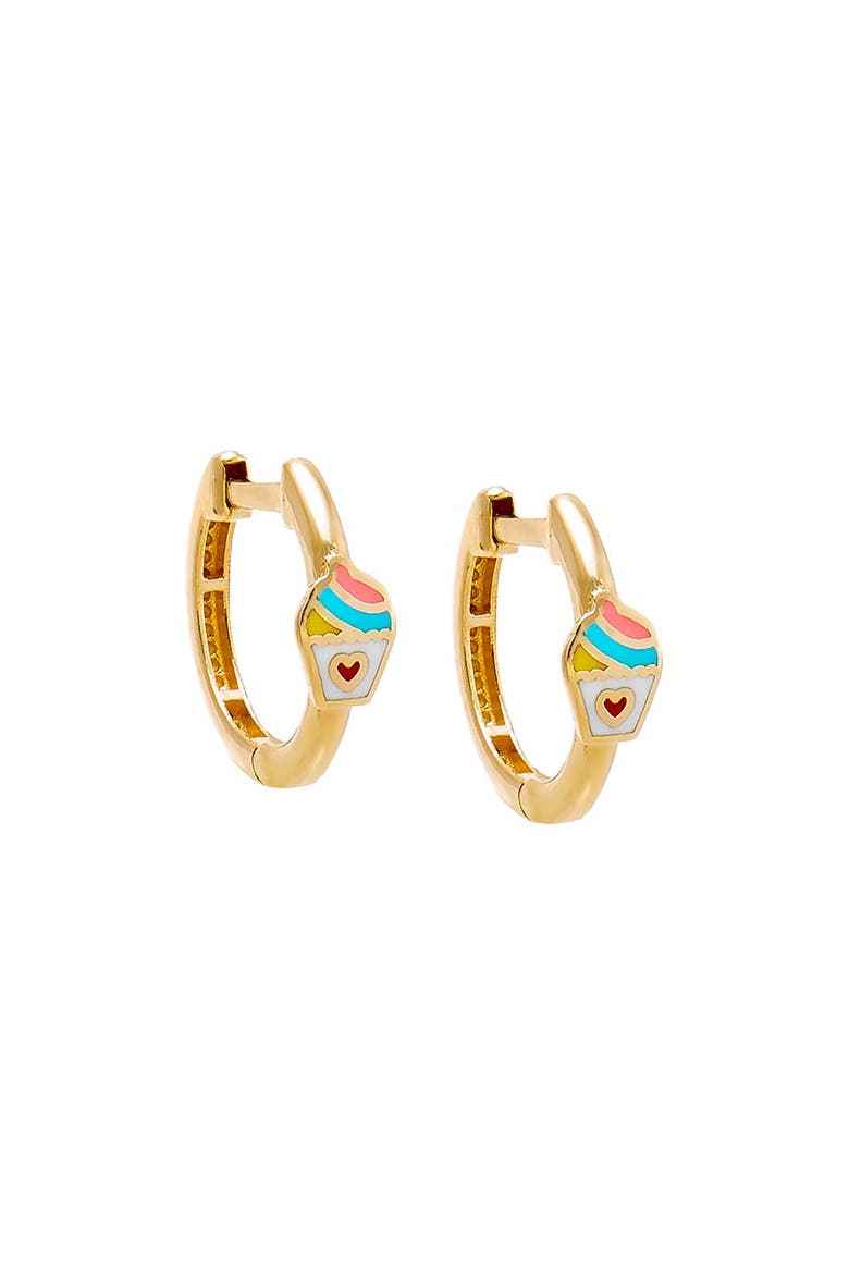 Kids Cupcake Huggie Earring 14K, Main, color, Multi-Color/14K Gold