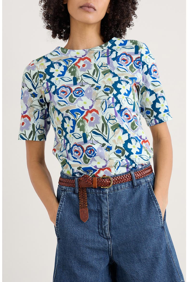 Poisson Print Organic Coton T-Shirt, Main, color, STUDIO FLORAL CHALK