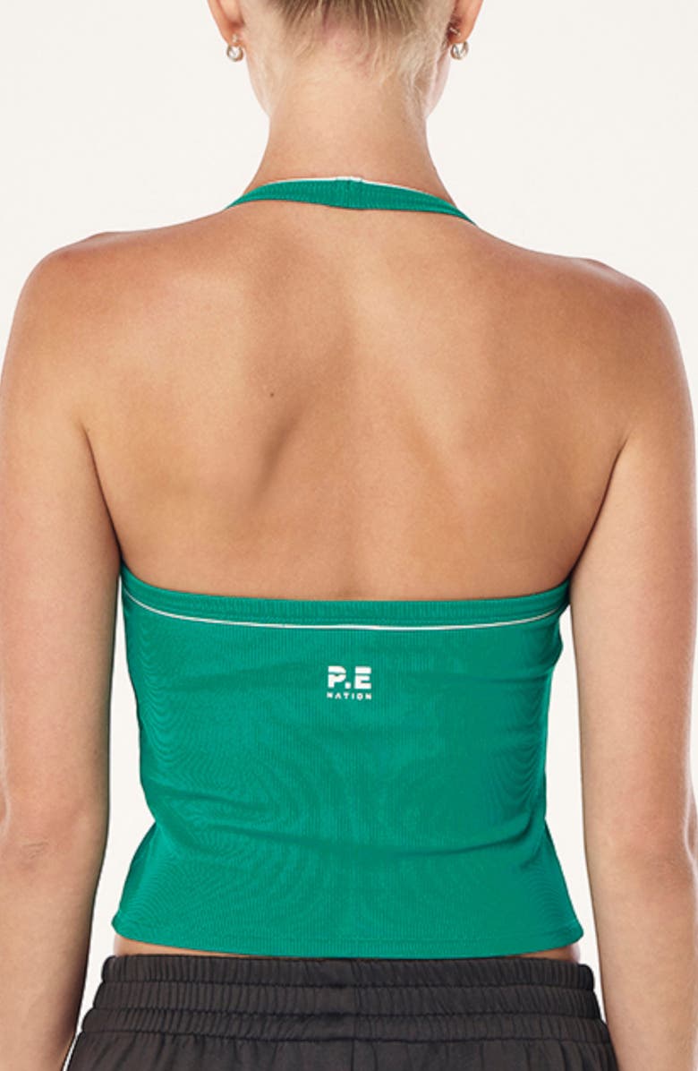 P.E Nation Layback Halter Tank, Alternate, color, College Green