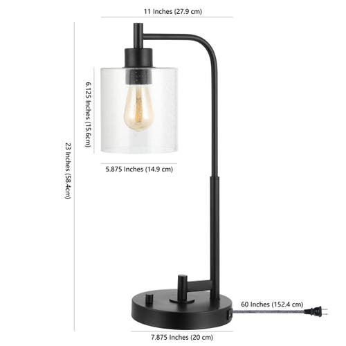 Jonathan Y Axel Modern Glass Farmhouse Industrial Usb Charging Led Task Lamp In Black